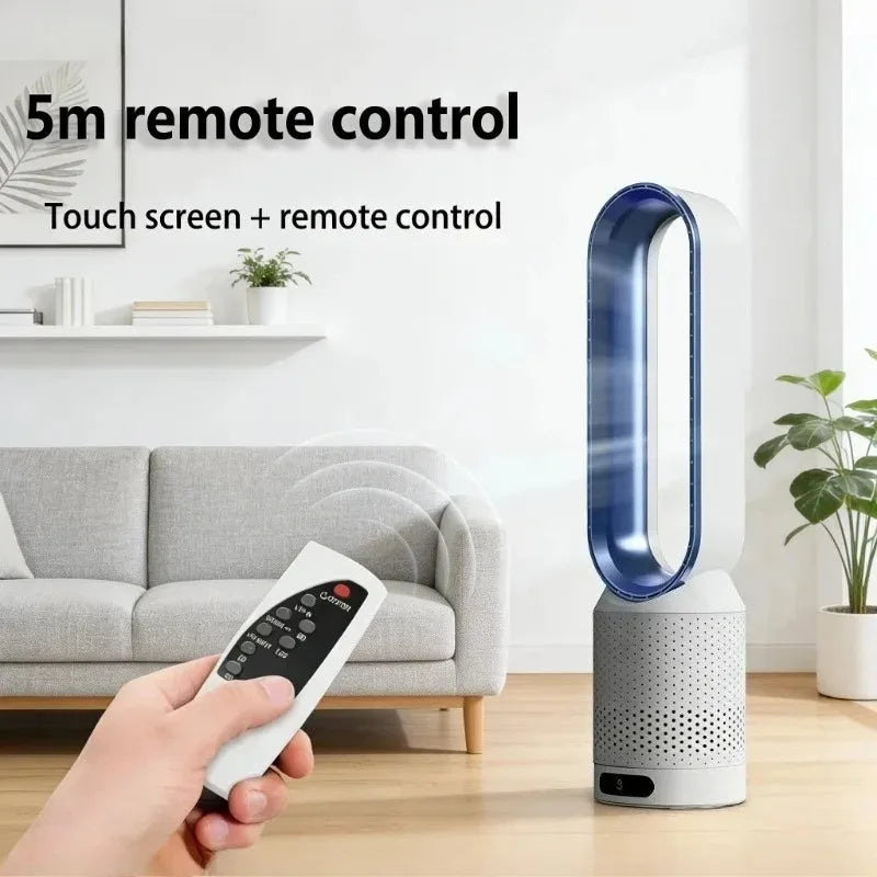 8 Speed Smart Bladeless Tower Fan Intelligent Timer 90° Shaking Head Remote Control Quiet Fan for Bedroom Office Living Room