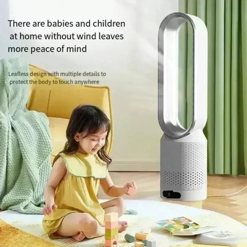 8 Speed Smart Bladeless Tower Fan Intelligent Timer 90° Shaking Head Remote Control Quiet Fan for Bedroom Office Living Room