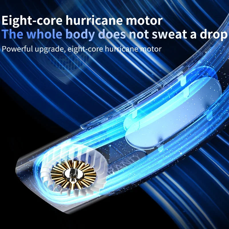 New 6000Mah Portable Neck Fan Cooler USB Rechargeable Mini Electric Fan Small Neck Cooling Fan Bladeless Mini Outdoor Fan