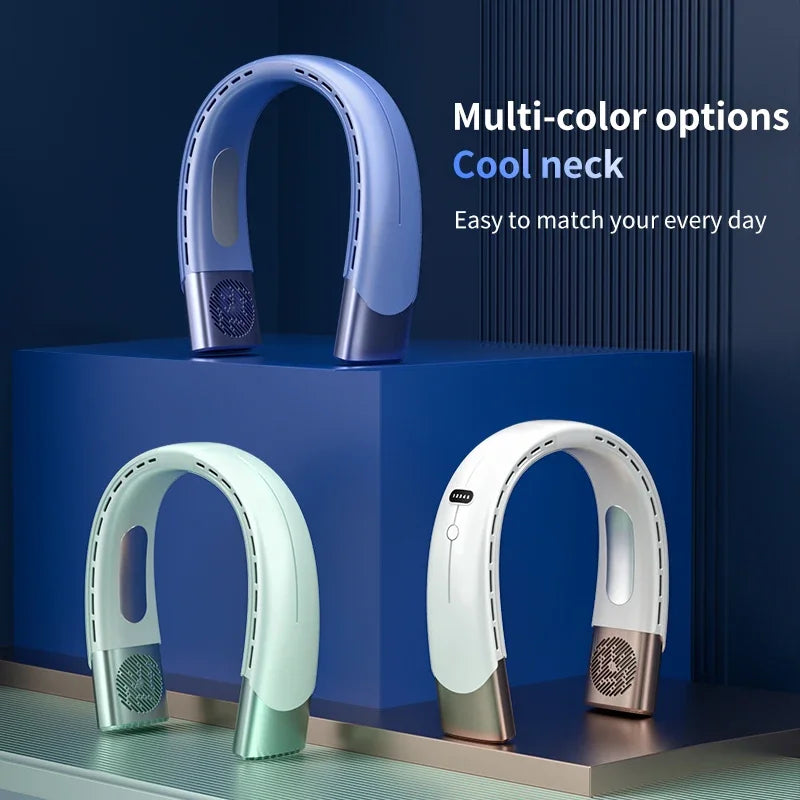 New 6000Mah Portable Neck Fan Cooler USB Rechargeable Mini Electric Fan Small Neck Cooling Fan Bladeless Mini Outdoor Fan